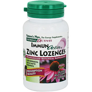 Nature's Plus Herbal Actives ImmunActin Zinc 60 Lozenges
